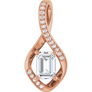10K Rose Gold 7x5 mm Emerald Pendant Mounting