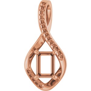 18K Rose Gold 7x5 mm Emerald Pendant Mounting – image 2