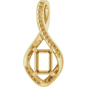 14K Yellow Gold 7x5 mm Emerald Pendant Mounting – image 2