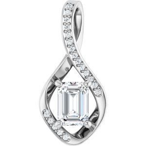 18K White Gold 7x5 mm Emerald Pendant Mounting