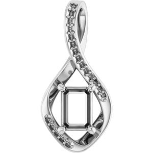 14K X1 White Gold 7x5 mm Emerald Pendant Mounting – image 2