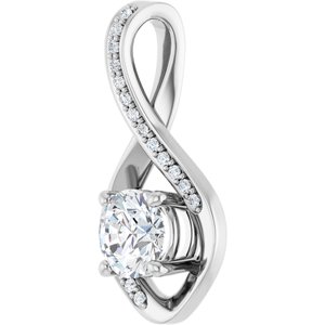 Sterling Silver 6 mm Round .07 CTW Natural Diamond Semi-Set Pendant – image 3