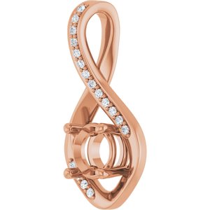 14K Rose Gold 6 mm Round .07 CTW Lab-Grown Diamond Semi-Set Pendant – image 4
