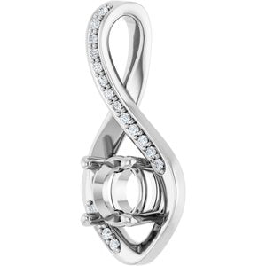 Platinum 6 mm Round .07 CTW Lab-Grown Diamond Semi-Set Pendant – image 4