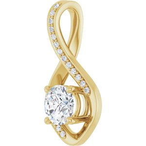 14K Yellow Gold 6 mm Round .07 CTW Lab-Grown Diamond Semi-Set Pendant – image 3