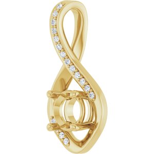 14K Yellow Gold 6 mm Round .07 CTW Lab-Grown Diamond Semi-Set Pendant – image 4