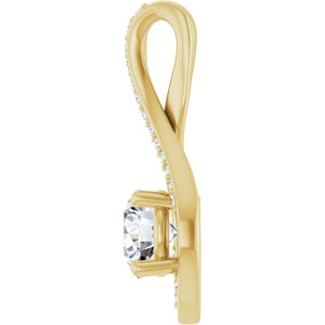 14K Yellow Gold 6 mm Round .07 CTW Lab-Grown Diamond Semi-Set Pendant – image 5