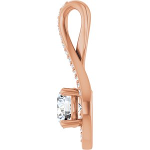 14K Rose Gold 6 mm Round .07 CTW Natural Diamond Semi-Set Pendant – image 5