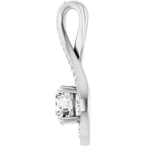 Platinum 6 mm Round .07 CTW Lab-Grown Diamond Semi-Set Pendant – image 5