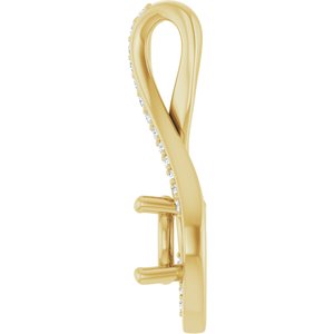 14K Yellow Gold 6 mm Round .07 CTW Natural Diamond Semi-Set Pendant – image 6