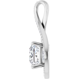 10K White Gold 7.5x7.5 mm Square Pendant Mounting – image 5