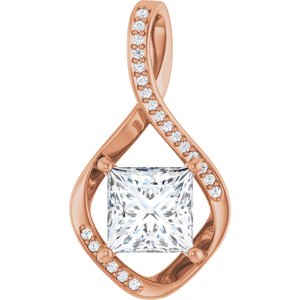 14K Rose Gold 7.5x7.5 mm Square Pendant Mounting
