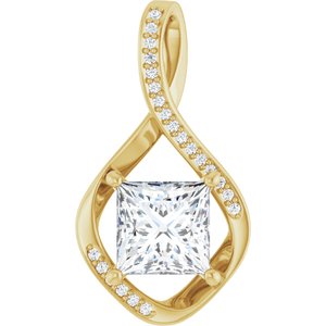 14K Yellow Gold 7.5x7.5 mm Square Pendant Mounting