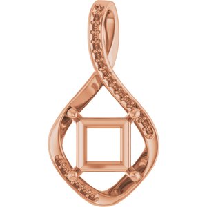 18K Rose Gold 7.5x7.5 mm Square Pendant Mounting – image 2