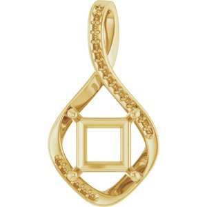 18K Yellow Gold 7.5x7.5 mm Square Pendant Mounting – image 2
