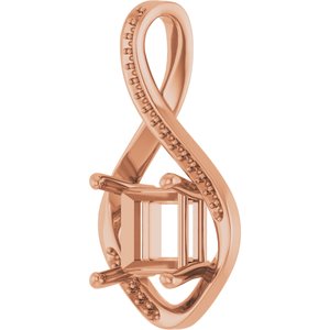 10K Rose Gold 7.5x7.5 mm Square Pendant Mounting – image 4