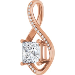 14K Rose Gold 7.5x7.5 mm Square Pendant Mounting – image 3