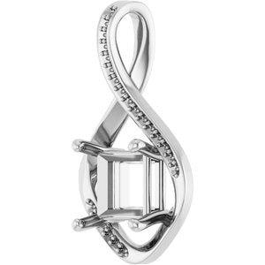 18K White Gold 7.5x7.5 mm Square Pendant Mounting – image 4