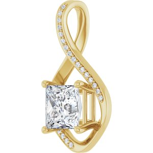 18K Yellow Gold 7.5x7.5 mm Square Pendant Mounting – image 3