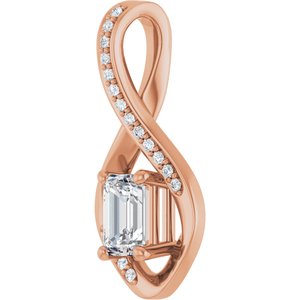 14K Rose Gold 6x4 mm Emerald Pendant Mounting – image 3