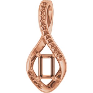 10K Rose Gold 6x4 mm Emerald Pendant Mounting – image 2