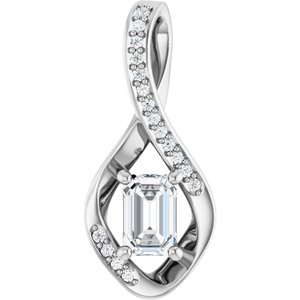 18K White Gold 6x4 mm Emerald Pendant Mounting