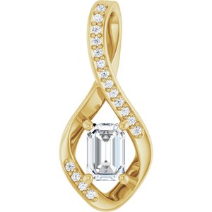 10K Yellow Gold 6x4 mm Emerald Pendant Mounting