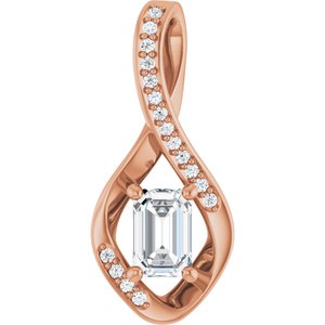 18K Rose Gold 6x4 mm Emerald Pendant Mounting
