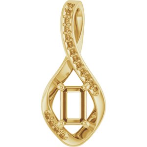 10K Yellow Gold 6x4 mm Emerald Pendant Mounting – image 2