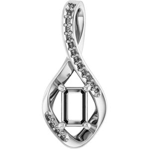 Continuum Sterling Silver 6x4 mm Emerald Pendant Mounting – image 2