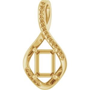 10K Yellow Gold 8x6 mm Emerald Pendant Mounting – image 2