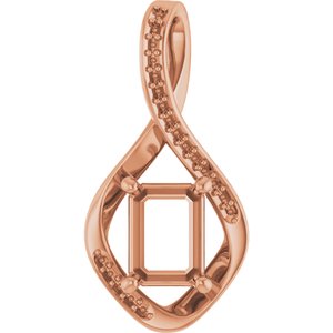 18K Rose Gold 8x6 mm Emerald Pendant Mounting – image 2