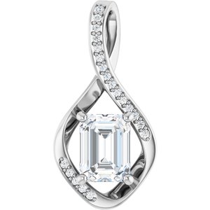 14K White Gold 8x6 mm Emerald Pendant Mounting