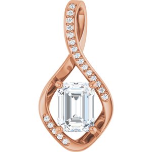 18K Rose Gold 8x6 mm Emerald Pendant Mounting