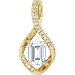 14K Yellow Gold 8x6 mm Emerald Pendant Mounting