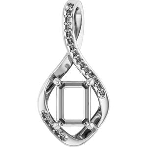 Continuum Sterling Silver 8x6 mm Emerald Pendant Mounting – image 2