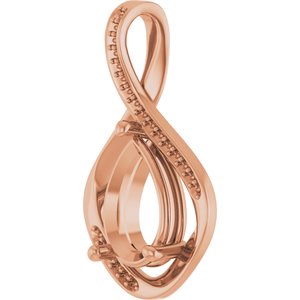 10K Rose Gold 12x8 mm Pear Pendant Mounting – image 4