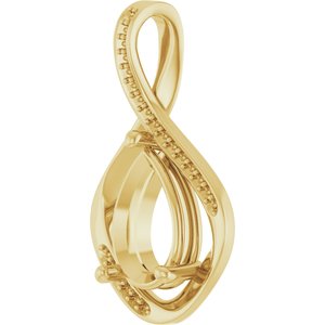14K Yellow Gold 12x8 mm Pear Pendant Mounting – image 4