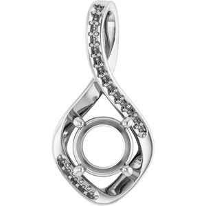 10K White Gold 7 mm Round Pendant Mounting – image 2