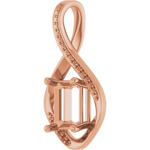 10K Rose Gold 9x7 mm Emerald Pendant Mounting – image 4