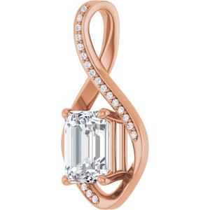 18K Rose Gold 9x7 mm Emerald Pendant Mounting – image 3