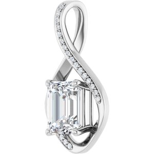 14K X1 White Gold 9x7 mm Emerald Pendant Mounting – image 3