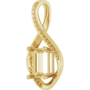 14K Yellow Gold 9x7 mm Emerald Pendant Mounting – image 4