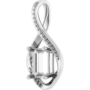 Continuum Sterling Silver 9x7 mm Emerald Pendant Mounting – image 4