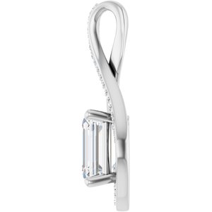 18K White Gold 9x7 mm Emerald Pendant Mounting – image 5