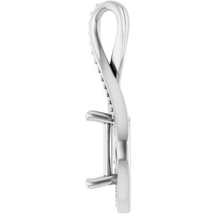 14K White Gold 9x7 mm Emerald Pendant Mounting – image 6