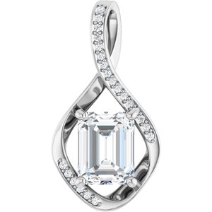 14K White Gold 9x7 mm Emerald Pendant Mounting