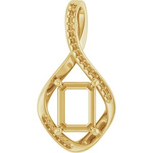 18K Yellow Gold 9x7 mm Emerald Pendant Mounting – image 2