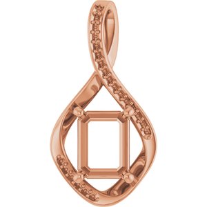 14K Rose Gold 9x7 mm Emerald Pendant Mounting – image 2