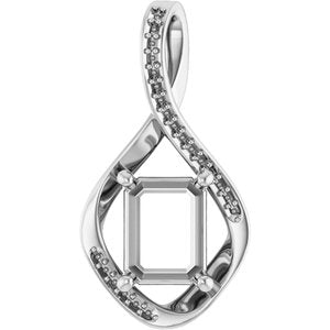 Sterling Silver 9x7 mm Emerald Pendant Mounting – image 2